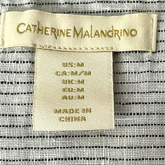 Catherine Malandrino 100% Linen Blouse – White & Black, Size M - Picture 7 of 11